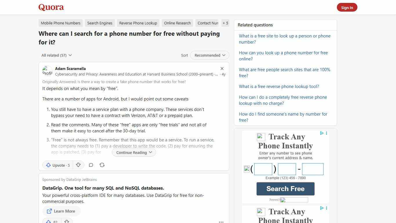 Where can I search for a phone number for free without paying for it? - Quora